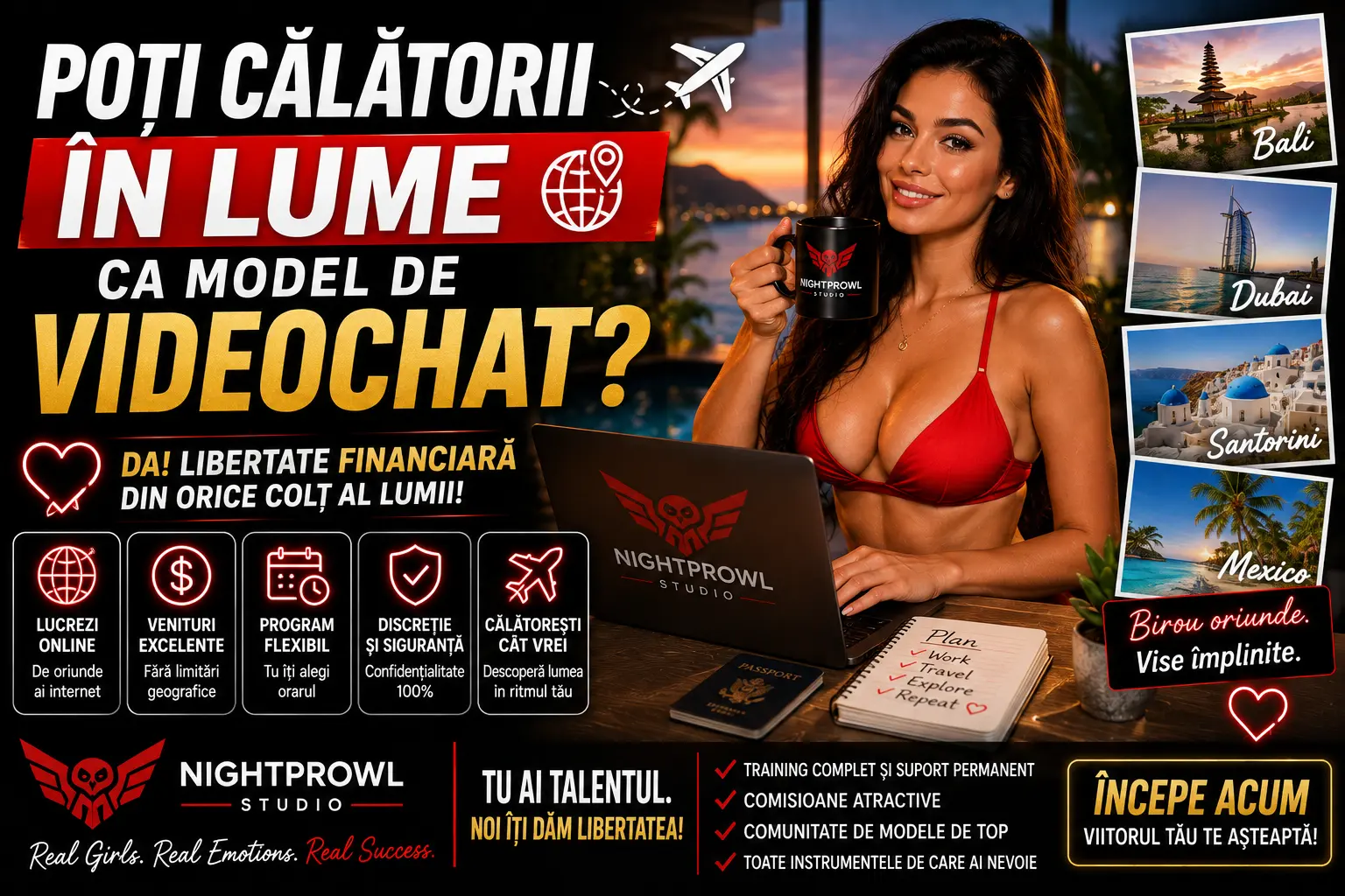 Poți călători în lume ca model de videochat?