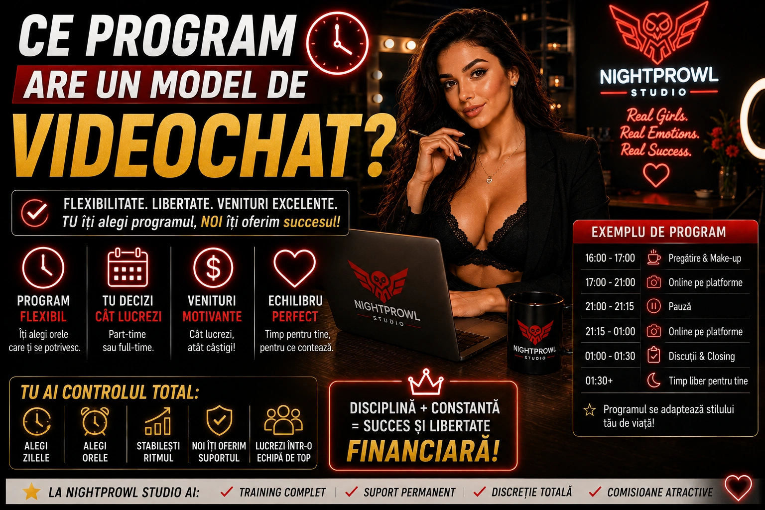 Ce program are un model de videochat? Cum funcționează programul flexibil la NightProwl