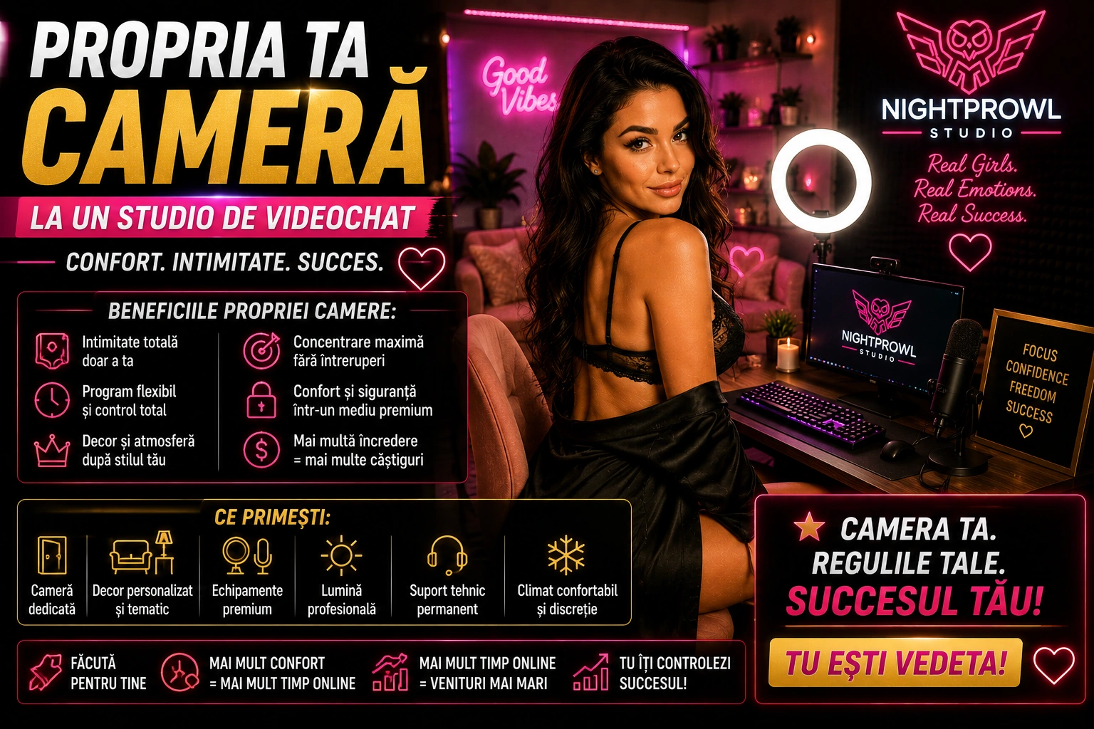 Cum arată o cameră de videochat la NightProwl Studio