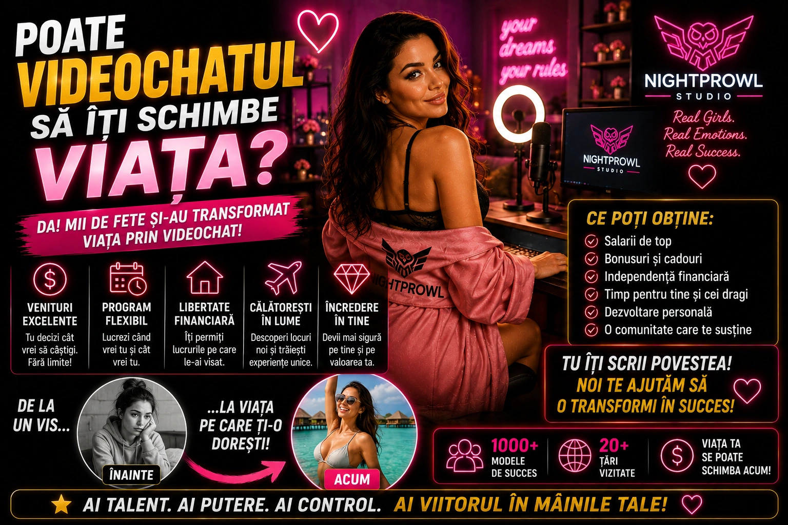 Poate videochatul să îți schimbe viața? Povestea unei modele NightProwl de la început până astăzi